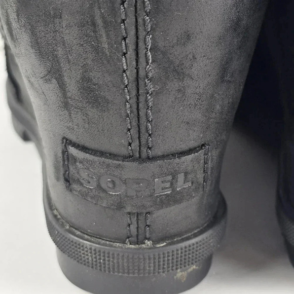 Sorel Women's Joan Of Arctic Black Leather Wedge Zip Bootie Waterproof Size 10 - Picture 13 of 16